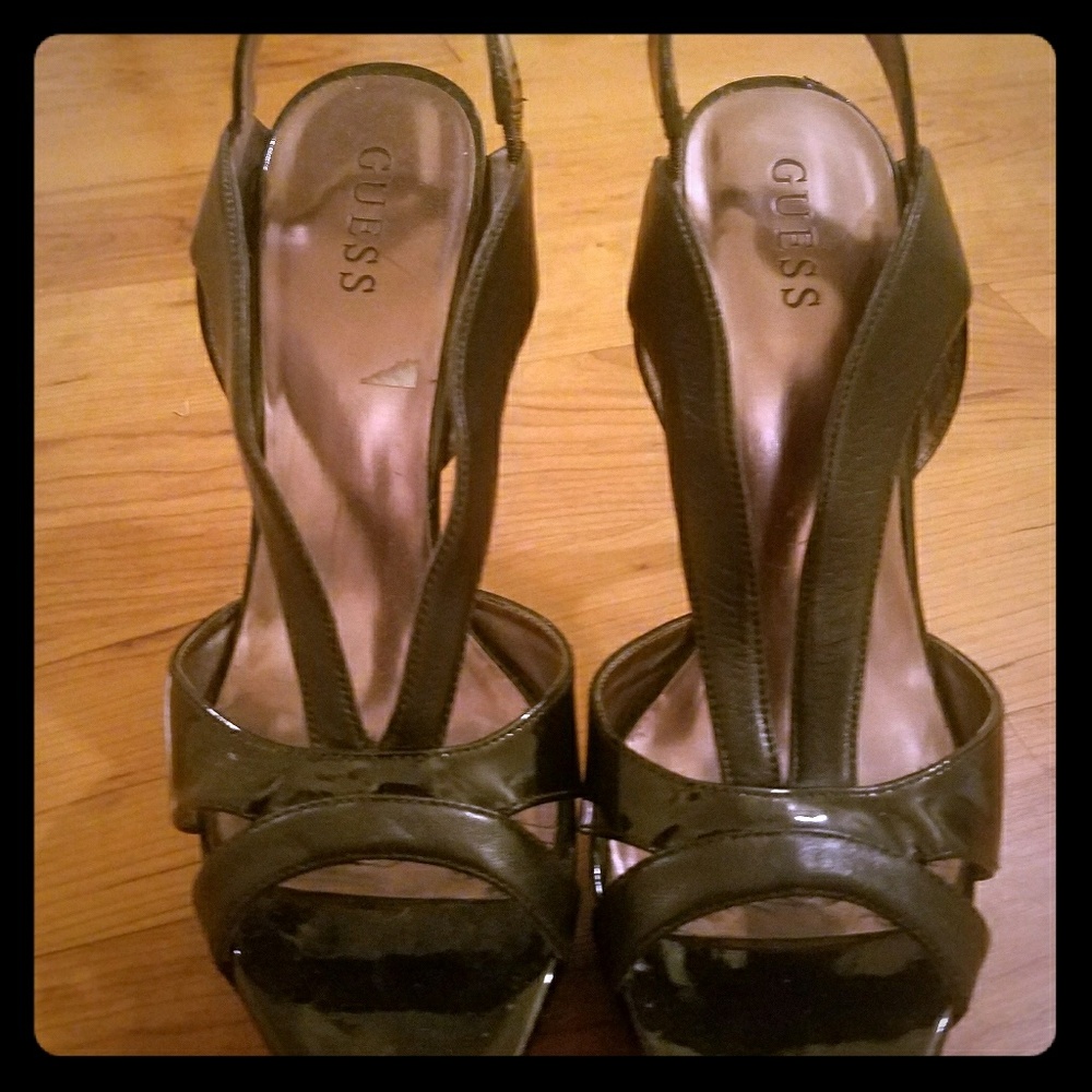Guess black strappy heels